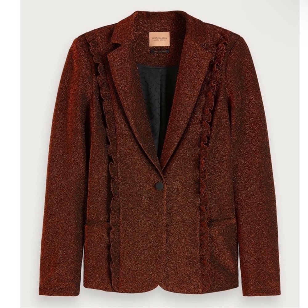 NEW SCOTCH & SODA METALLIC RUFFLED BLAZER - Picture 8 of 10